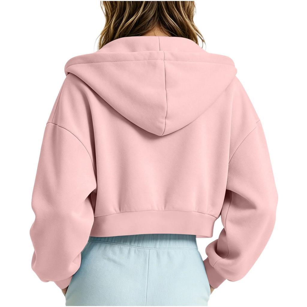 Girls' Long Sleeve Zip-Up Hoodie Color Casual Sweatshirt Top