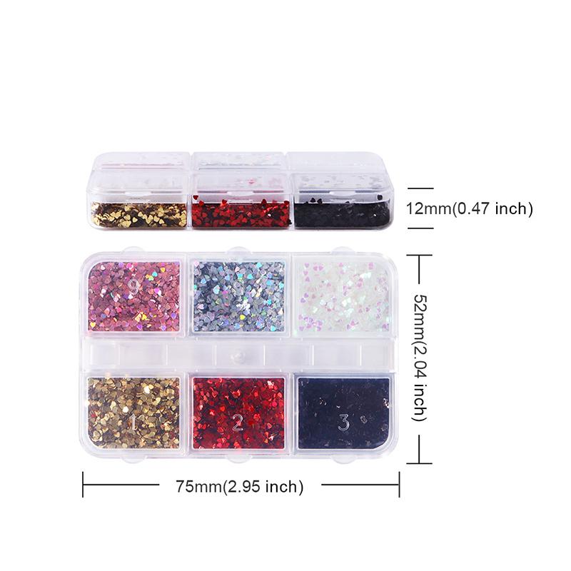 Colorful 1Mm Mini Laser Heart Nail Glitter Sparkling Love Nail Decoration Nail Salon Design Cute Accessories Diy Nail Art Design