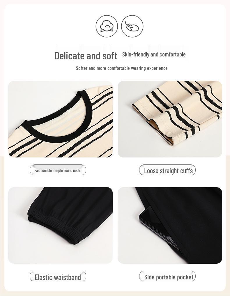Cotton Striped Long Sleeve Couple's Pajamas - Spring/Autumn Casual Set for Women