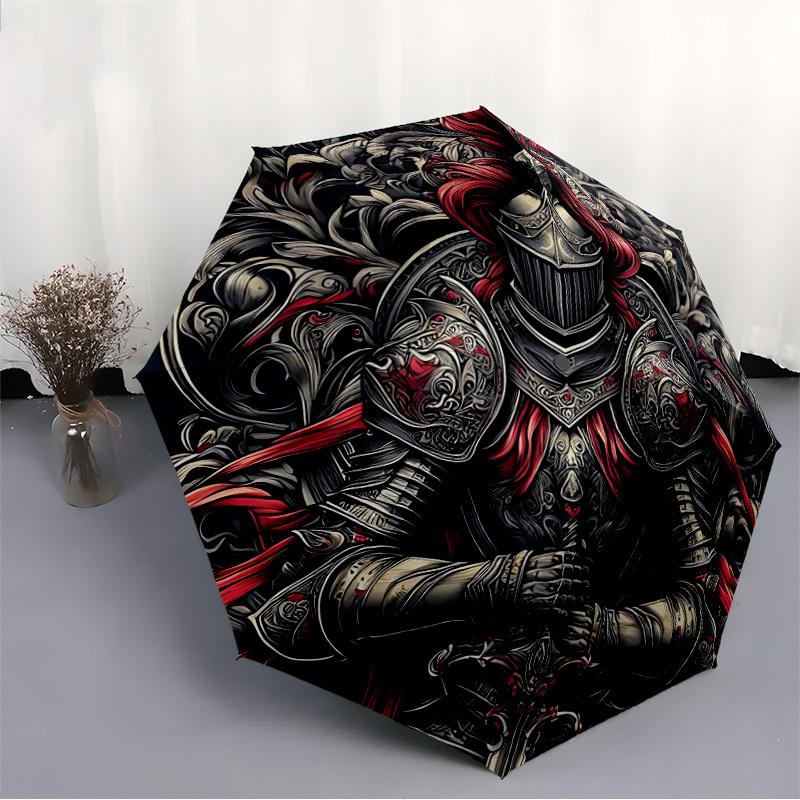 1pc Knight Armor Automatic Open/Close Umbrella Compact Folding Umbrella, All-Season Portable Umbrella for Women/Men044