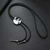 Mens Adjustable Leather Cord Bolo Tie with Enamel Metal Badge Pendant Western Rodeos Outfit Shirt Chain Necktie Necklace