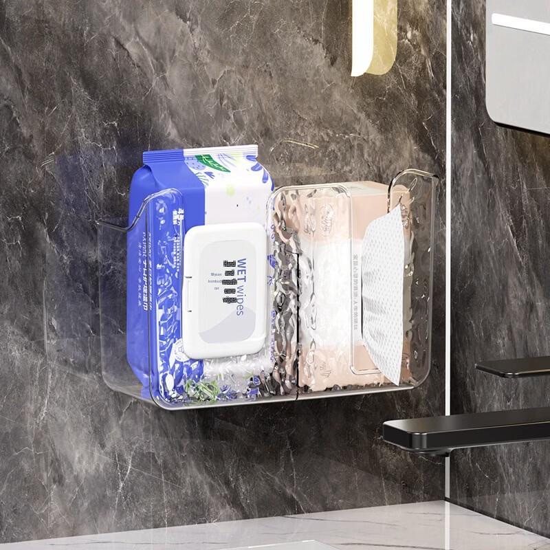 Transparent Dual-Compartment Wall-Mounted Tissue Box