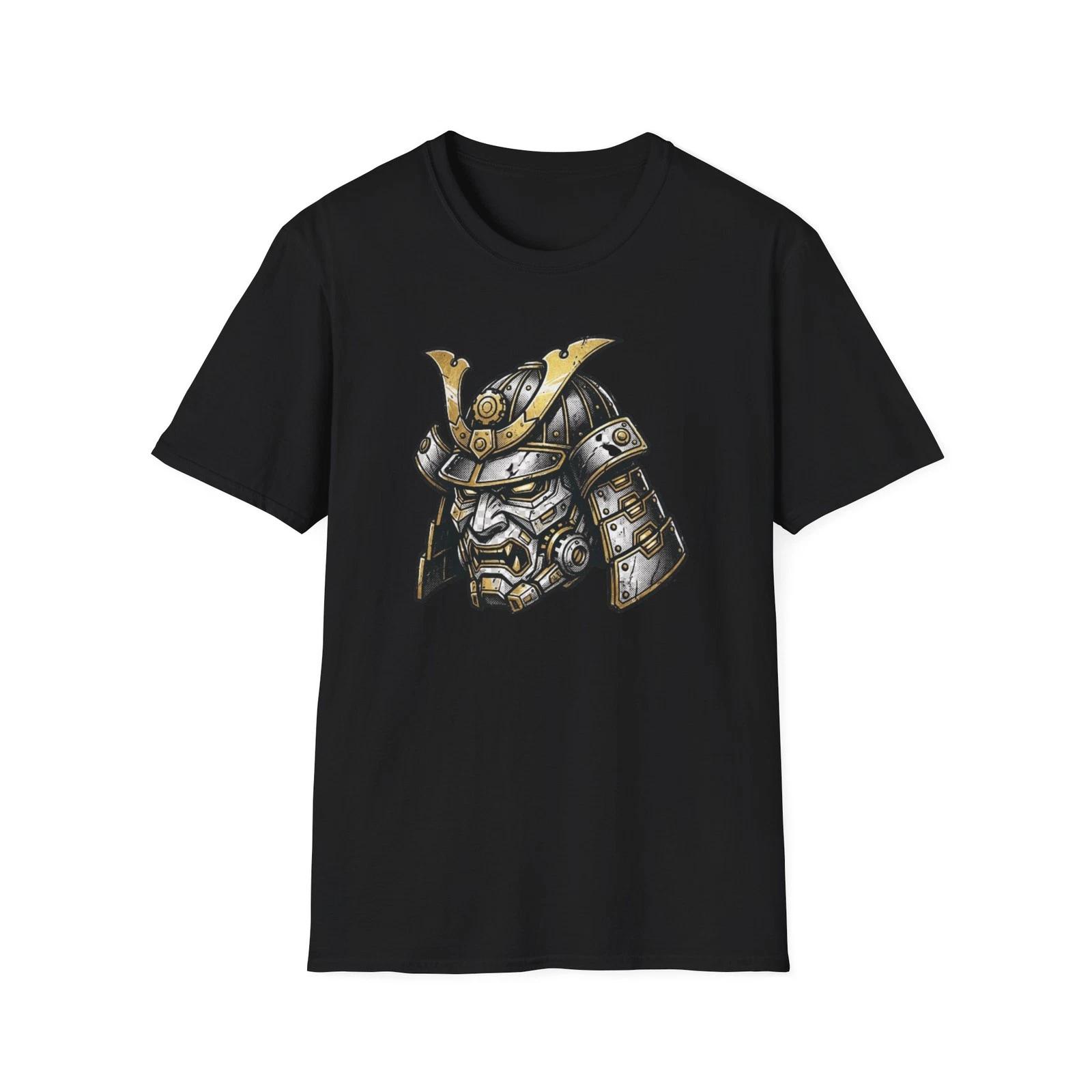 Golden Samurai Helmet T-Shirt Japanese Streetwear Graphic Tee Unisex Gift Idea 3XL
