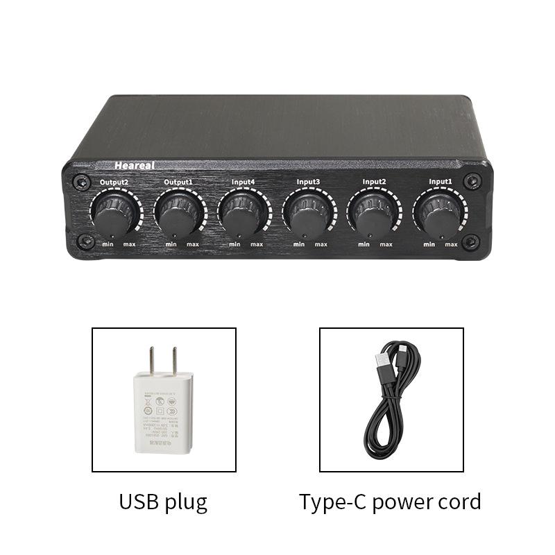 

4-входовый, 2-выходной USB Pro Audio стереомикшер, 6,35 мм моно чёрный