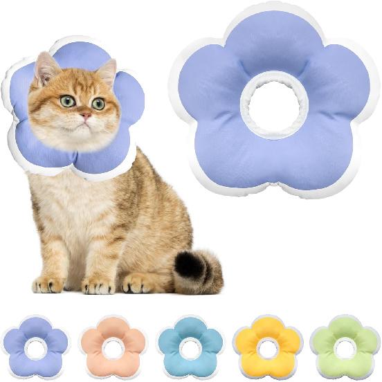 Cat Cone Collar Soft, Waterproof Cats Cones to Stop Licking After Surgery, Adjustable Soft Elizabeth Cats Collars for Wound Healing, Flower Shape Cat