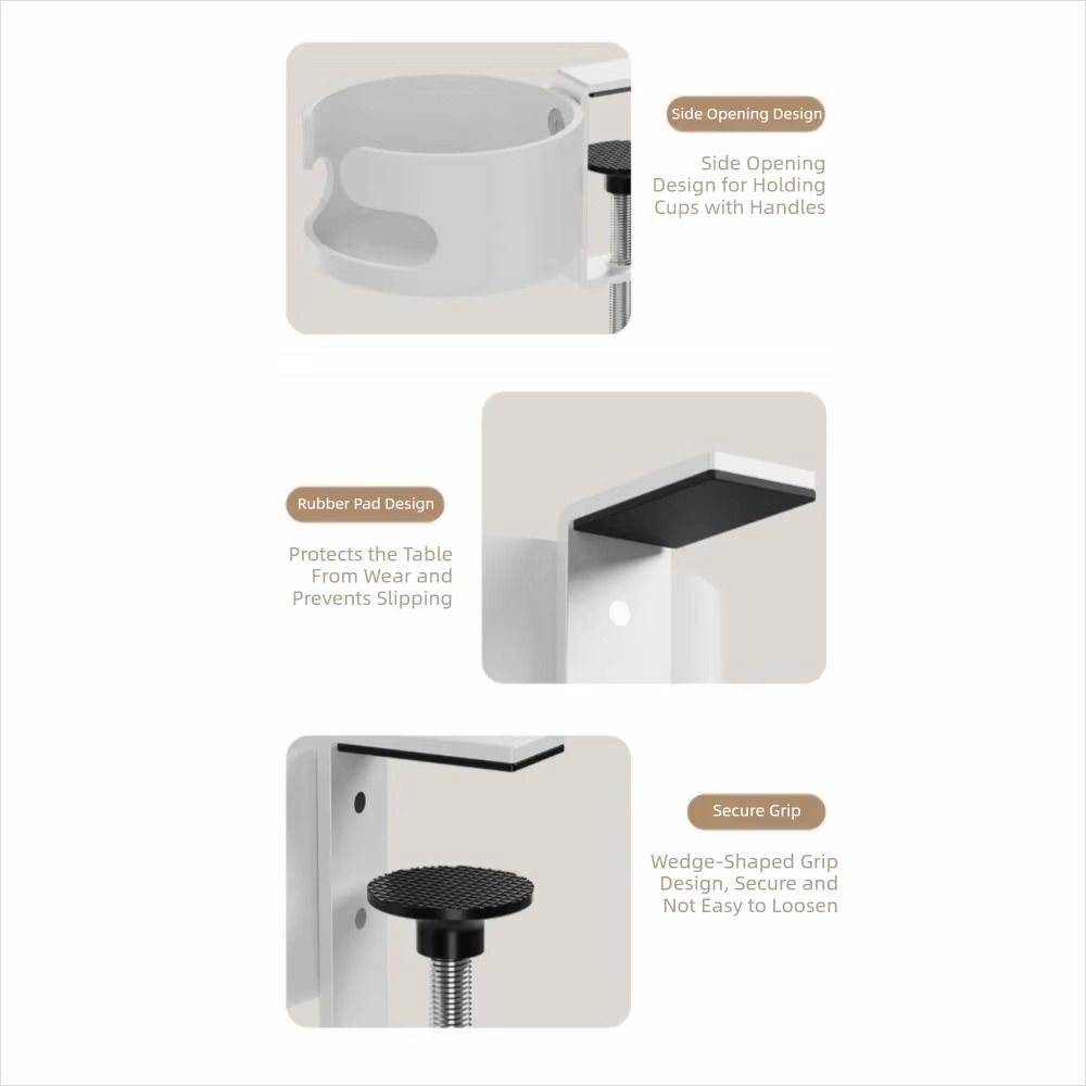 Clip On Design Table Edge Drink Mount Adjustable Desk Cup Storage Rack Home Use