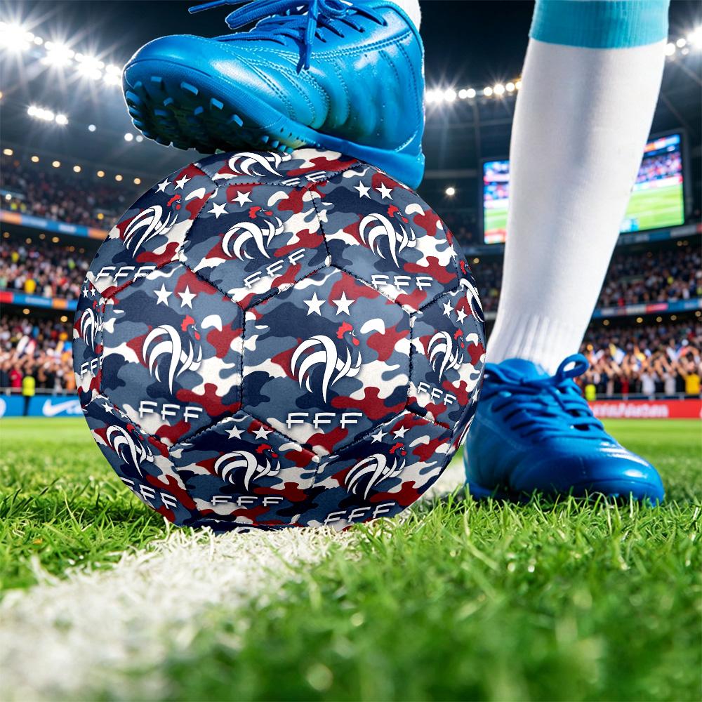 Pallone da Calcio Misura 5 Stampato France Football Resistente all'Usura Standard per Allenamento Adulti Regalo per Fan per Partite Sportive Indoor Outdoor