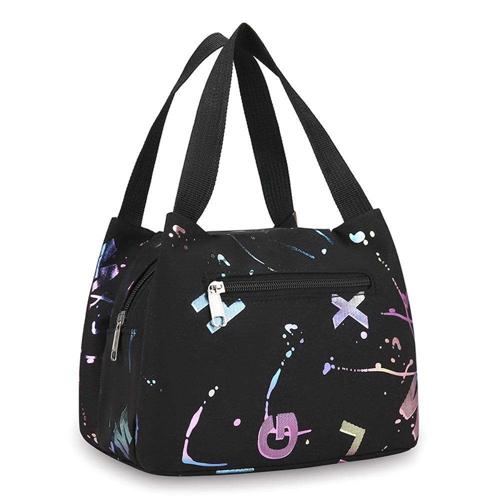 

New Bronzing Printing Handbag Oxford Cloth Waterproof Tote Bags Large Capacity Lunch Bag Simple Versatile Shopping Handbag чёрный