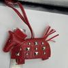 Fashion Silver Rivets Horse Bag Charm Accessories Hand Sewn Pu Leather Foal Pendant Bag Accessory