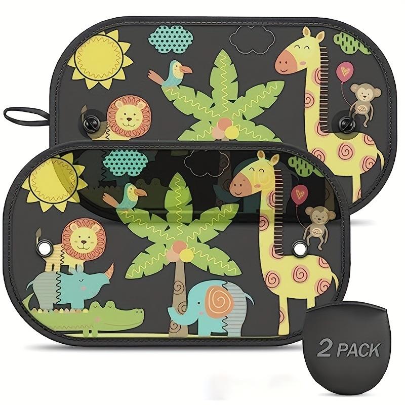 2pcs Cute Cartoon Pattern Car Side Window Sunshade UV Protection Heat Insulation Window Curtains Sun Visors
