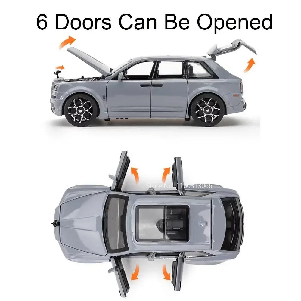 1:32 Scale Rolls Royce Cullinan Silver Spur Cars Toys Alloy Models 6 Doors Opened Pull Back Miniature Car Vehicles Perfect Gifts