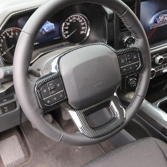 Carbon Fiber Style Outlook Steering Wheel Interior Cover Trim for Ford F-150