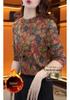 Elegant Age-Reducing Printed Long Sleeve Velvet Top - Slim Fit for Autumn/Winter