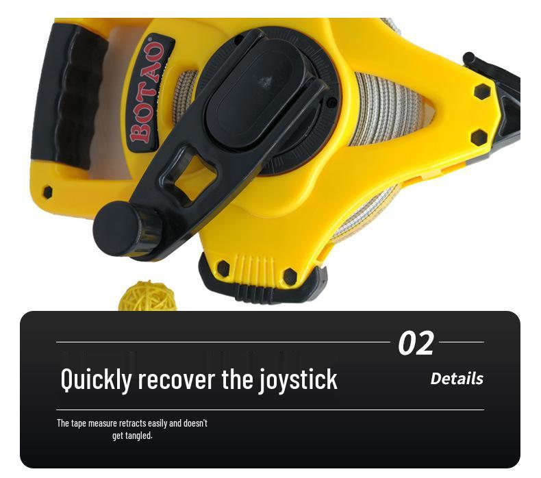 30m Yellow Plastic Shell Steel Frame Measuring Tape with Fiberglass Hand Crank for Engineering Surveying