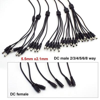 1 femmina a 2 3 4 5 6 8 vie maschio connettore CC alimentatore splitter spina adattatore cavo cavo 5,5x2,1 mm per striscia LED luce cctv c