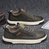 Autumn men's shoes 2024 new sports flat shoes leather surface trend versatile waterproof casual leather shoes youth trendy shoes