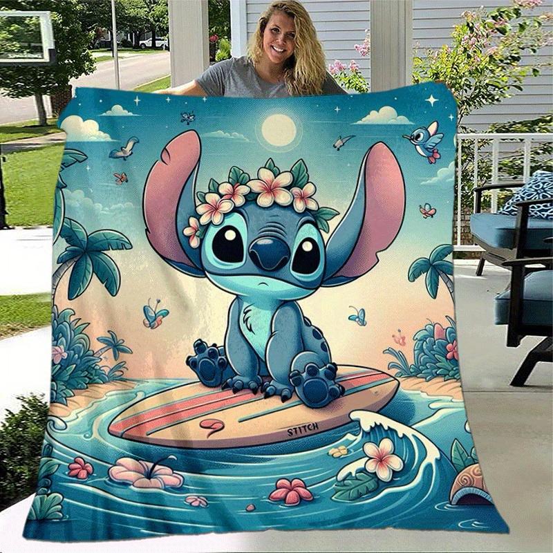 1pc Stitch Printing Blanket - Soft, All-Season Throw for Living Room, Bedroom,Personalized Gift with Adorable Cartoon Design