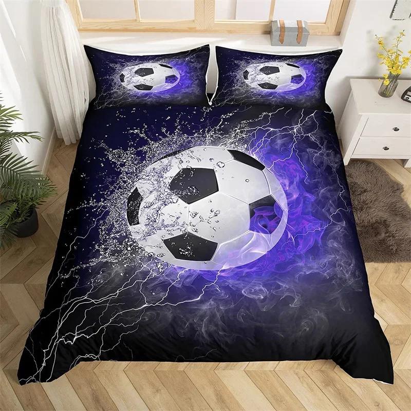 Football Duvet Cover Set Hand Drawn Sketch Soccer Sports Bedding Set for Boys Teens Men Twin Comforter Cover
