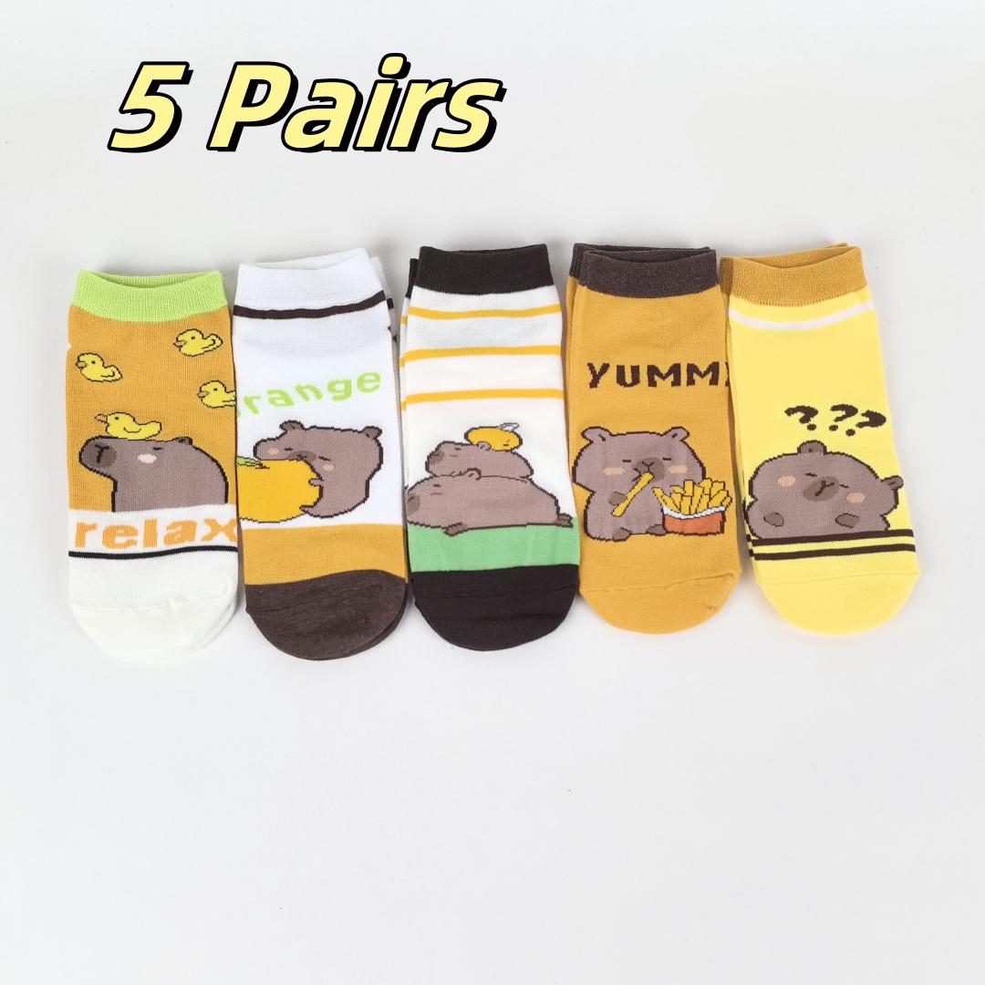 

5 пар креативных милых женских носков до щиколотки с мультяшным кошачьим узором, удобных, дышащих, подходящих для весны и лета, для повседневной носки One Size