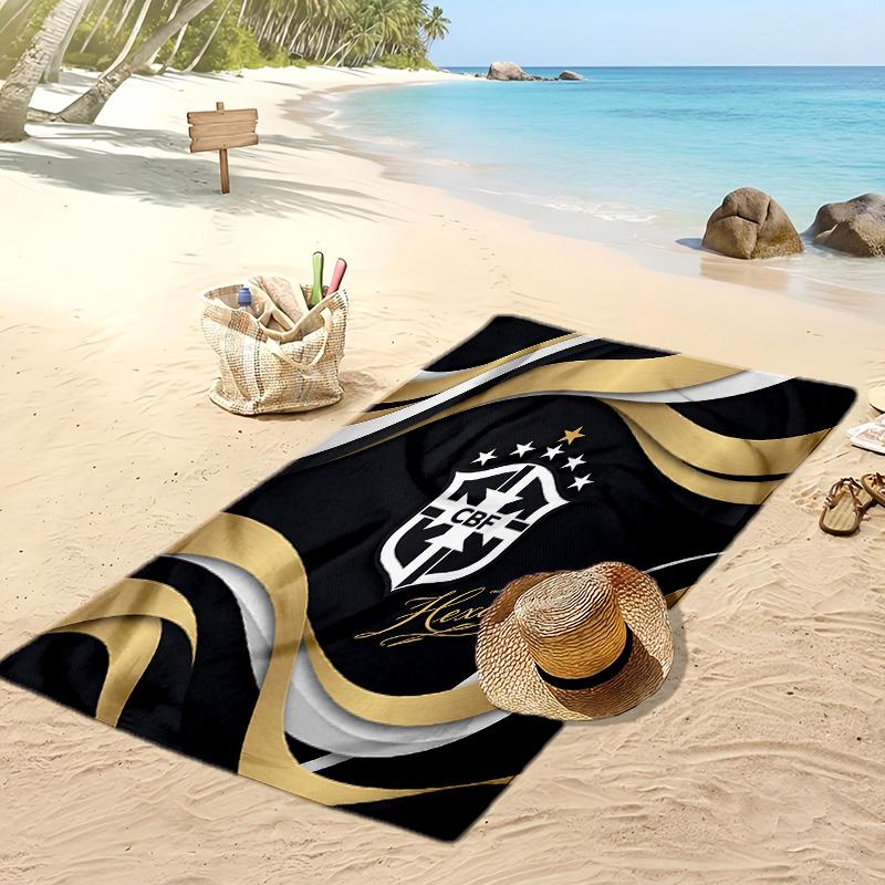 Ręcznik plażowy z nadrukiem piłkarskim Brazylii, szybkoschnący, super chłonny, miękki ręcznik kąpielowy na basen, plażę, podróż, pamiątka dla fana