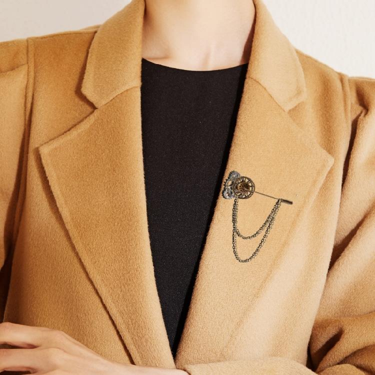 Steampunk Zahnrad Brosche Anstecknadel mit Metallkette Gothic Vintage Schmuck Abzeichen