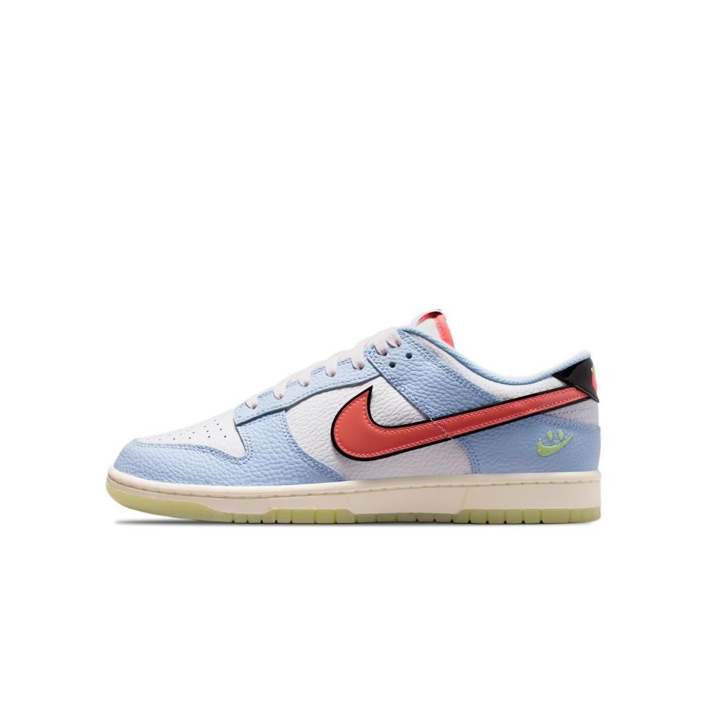 Nike Dunk Low Smiley Swoosh White Hydrogen Blue Crimson