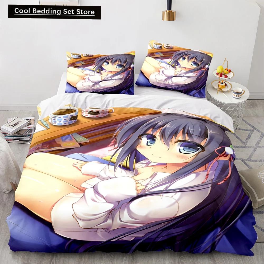 Anime Kawaii Sexy Girl Bedding Set,Duvet Cover Comforter Bed Set Quilt Cover Pillowcase,King Queen Twin Size Boys Girls Adults