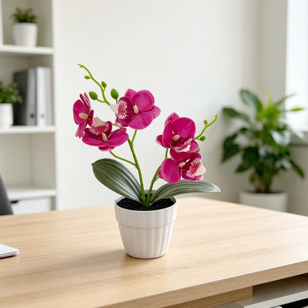 Butterfly Orchid Fake Flower Plant With Plastic Base For Home Decor And Wedding Centerpieces