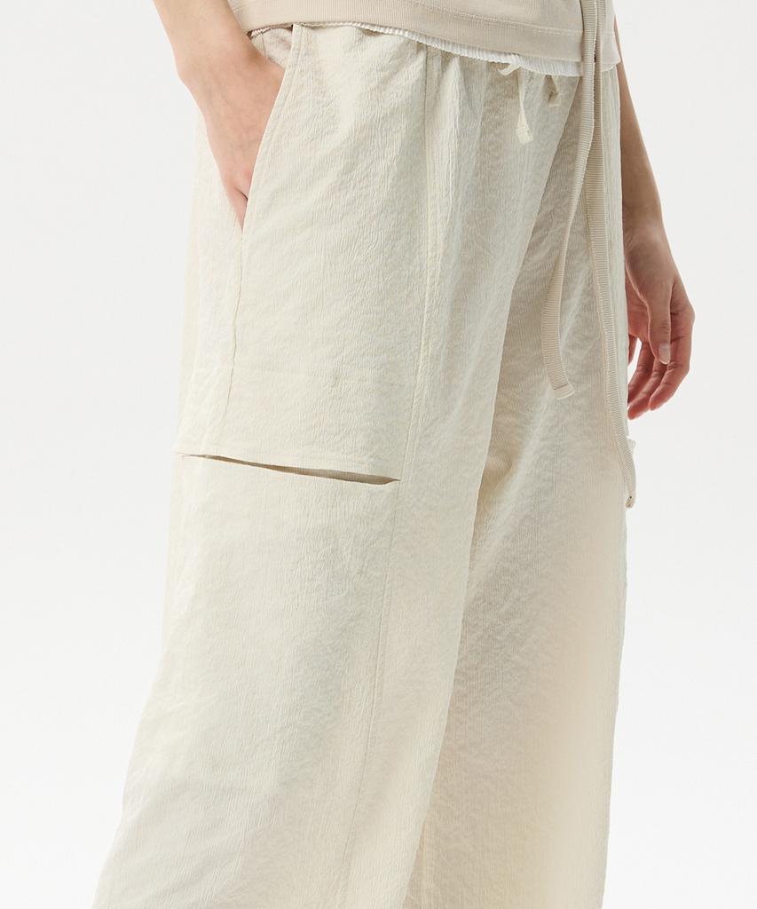 MIDNLOW Cut Line Wide Banding Pants(Ivory)