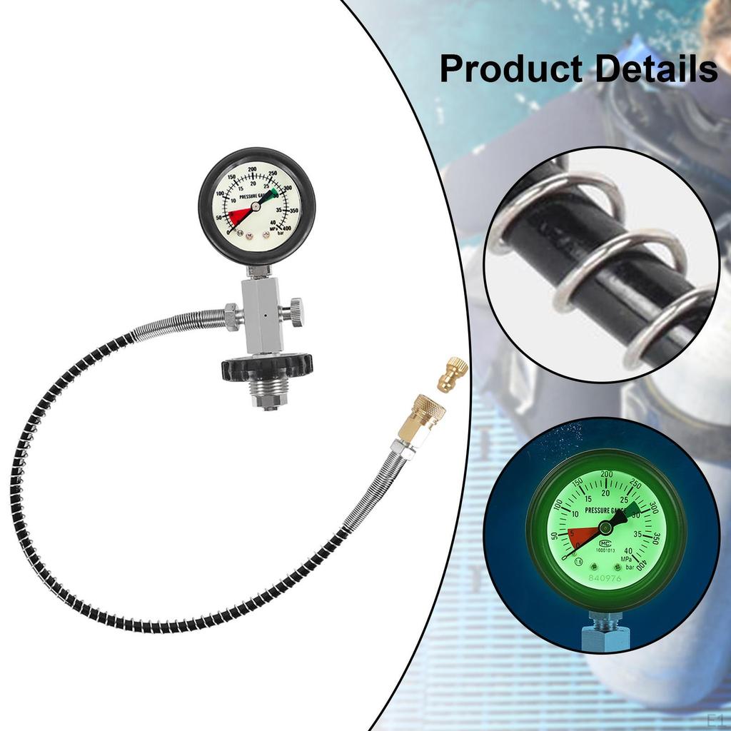 Din Valve Scuba Adapter Pressure Gauge Air Refill Stainless Steel Brass Directly Replace Fill