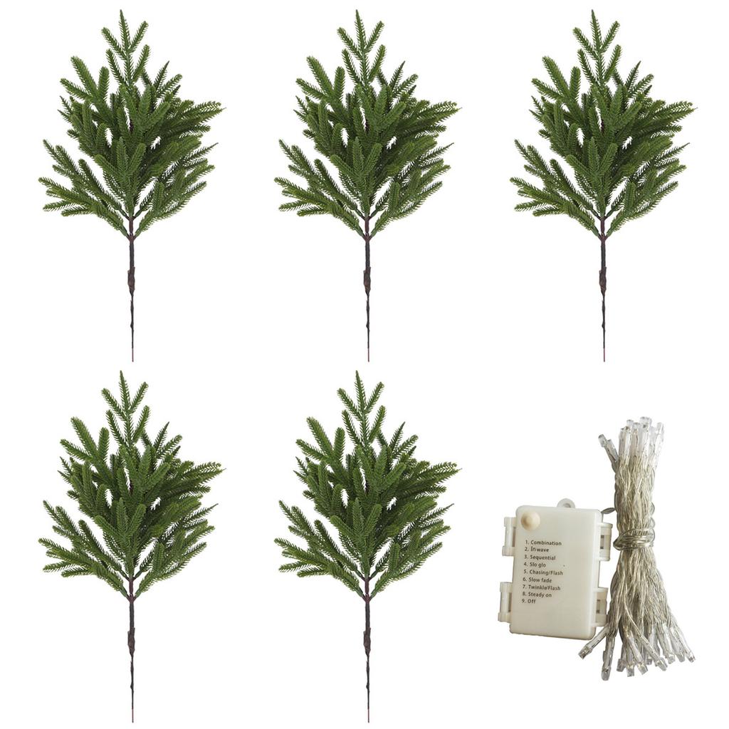 Lighted Norfolk Pine Branches Artificial Greenery Artificial Pine Branches 5/10pcs Faux Evergreen Pine Sprigs Suitable for Vases