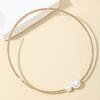 Party-Stil Metall Glitzer Choker mit Kunstperlen Offene Manschette Halskette Schmuck