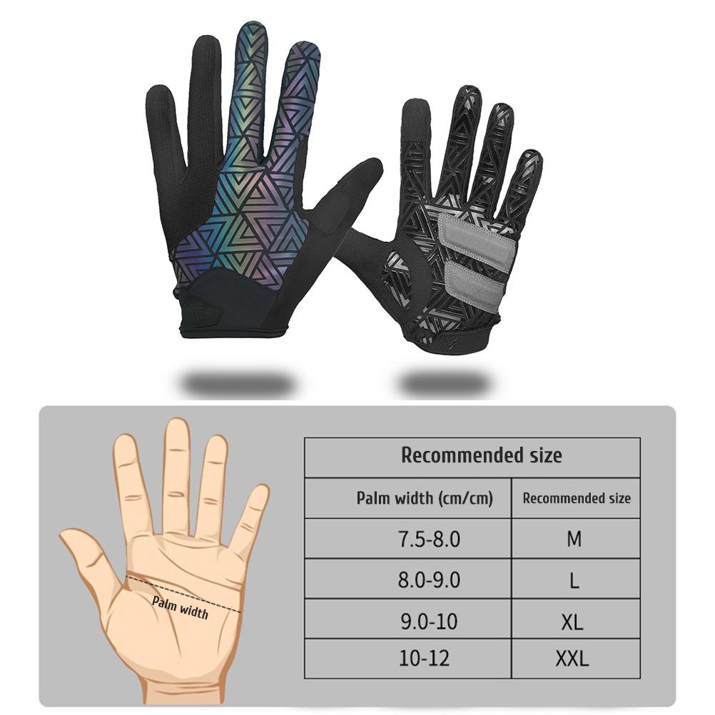 Cycling Gloves Colorful Reflective Full Finger Bike Gloves Touchscreen Shock Absorbing Anti Slip Bike Gloves for