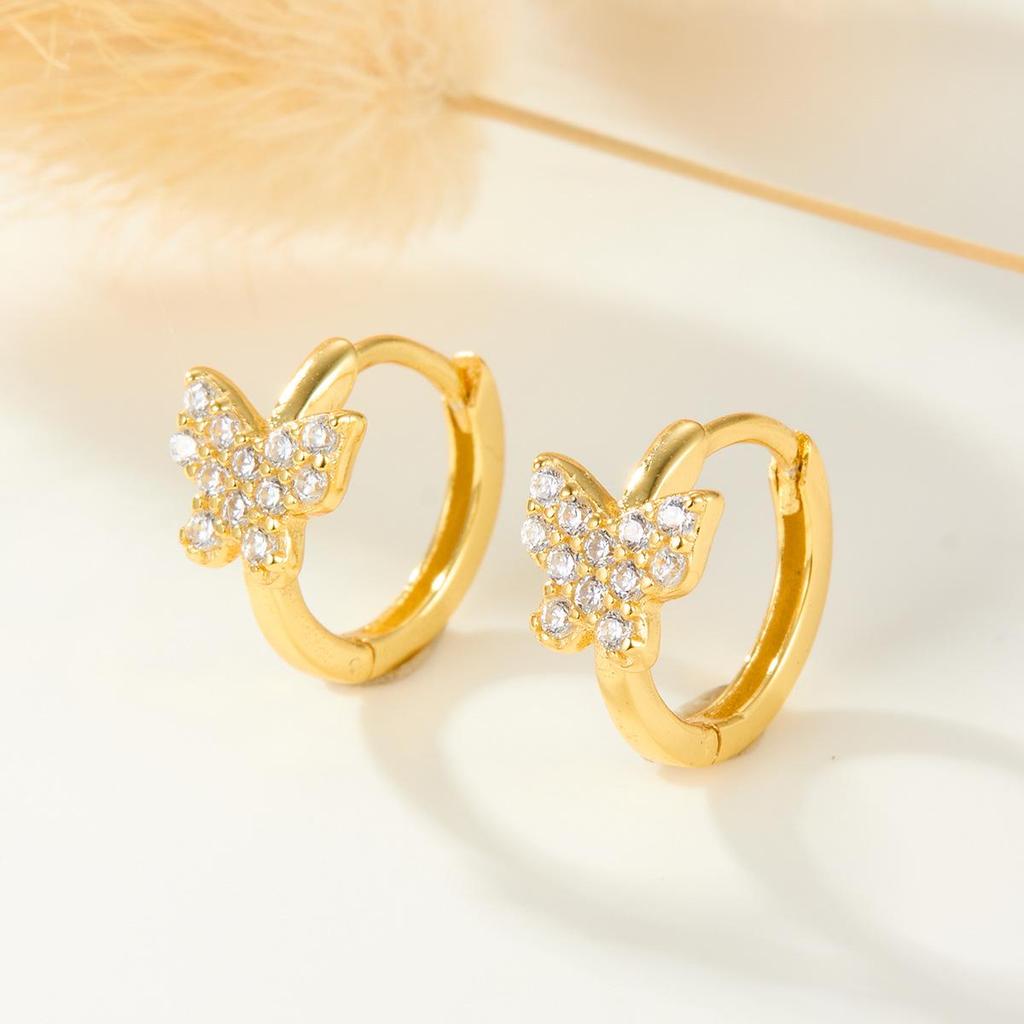 S925 Sterling Silver Zirconia Butterfly Earring Backs, Elegant Small European and American Ear Hoops.
