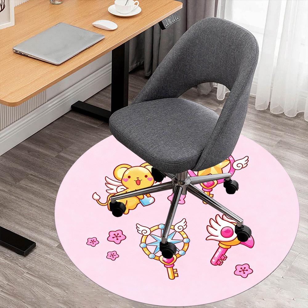 1 Stück Süßer Kawaii Runder Stuhlunterlage Büro Teppich - Rutschfest, Bodenschutzmatte für Büro, Schlafzimmer, Ideales Dekorationsgeschenk p0105028