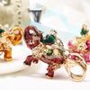 Rhinestone Elephant Keychain Vintage Animal Charm Key Ring Pendant Backpack Bag Purse Decoration Accessory Party Favors