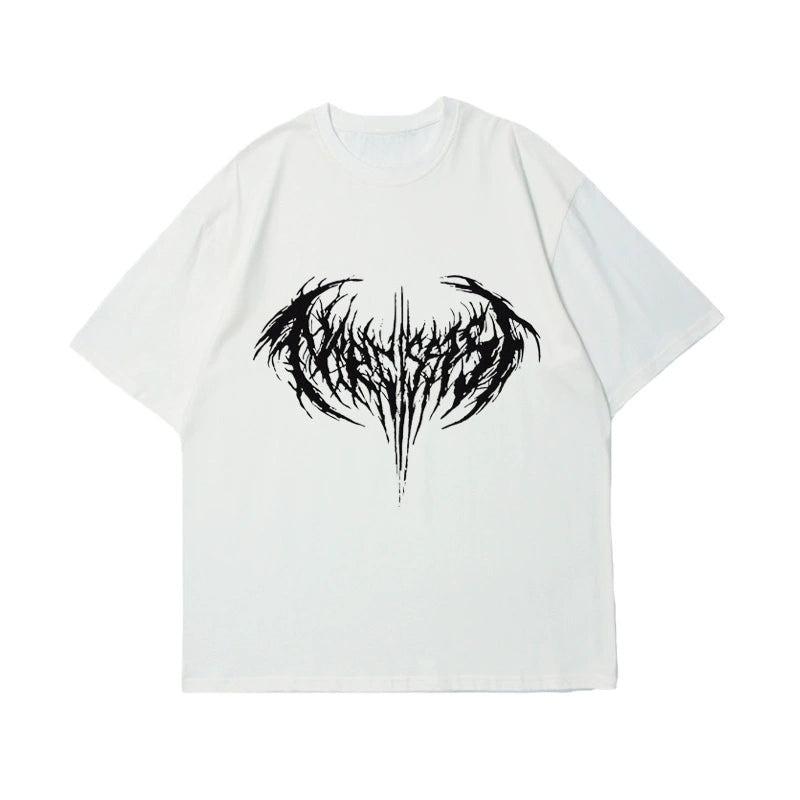 Gothic Letter Dark Y2k Street Fashion Trend Casual Tshirt Unisexs and Womens Luxury Brand Top M