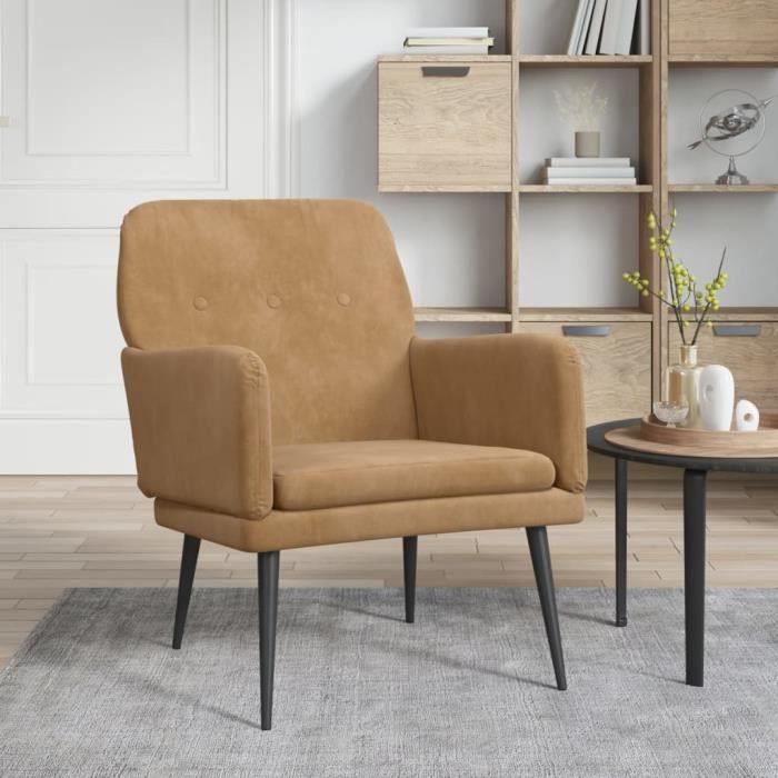 351411 vidaXL Fauteuil Marron 62x79x79 cm Velours