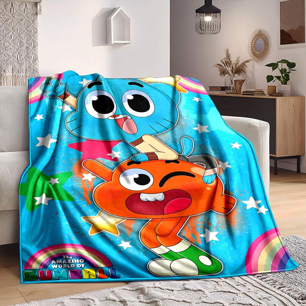 1pc Gumball World Cozy Print Blanket Lightweight Warm Flannel Throw Blanket For Sofa, Bed, Living Room
