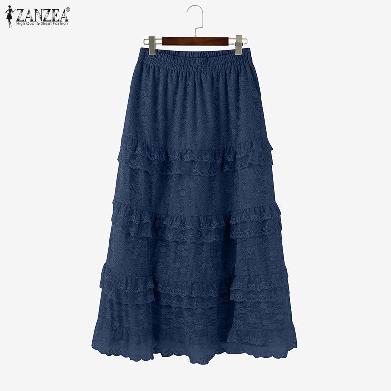 ZANZEA Women Summer Fashion Patchwork Lace Long Skirts