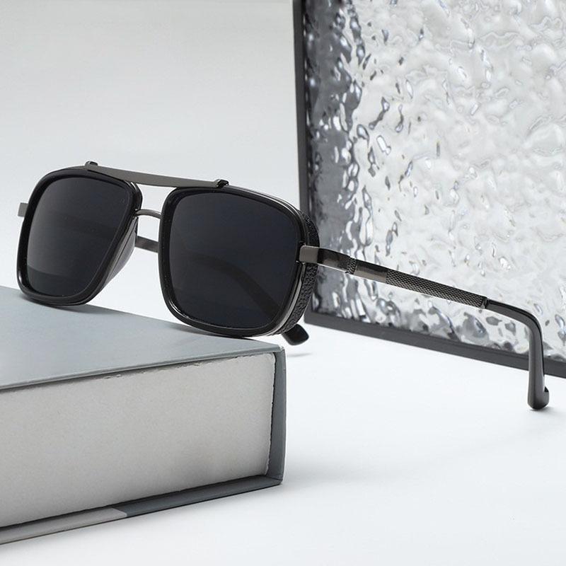 Non-polarized Stylish Rectangle Sunglasses Classic Thick Edge Steampunk Sunglasses for Driving