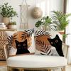 Black Cat Boho Pillow Covers Double-Sided Printed Botanical Terracotta Throw Pillow Cases For Sofa Bedroom Living Room