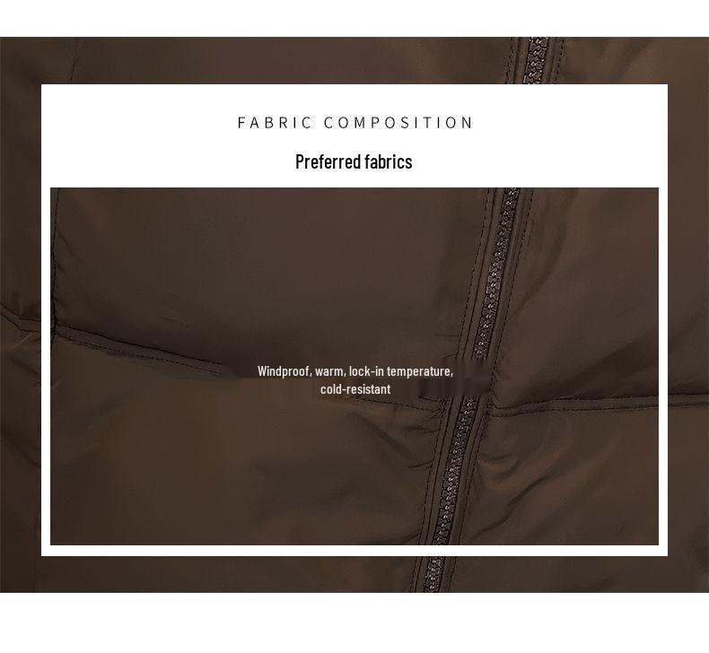 Kabat s kapucí a péřovou výplní ke kolenům - Silný, volný střih, korejský styl, odolný proti chladu s ozdobou na stuze.