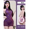 Sexy Hot Girl Mesh Patchwork One-Piece Tie Sleepwear See-Through Hip-Revealing Uniform Nightdress Dress Elegant Fashion AOF9