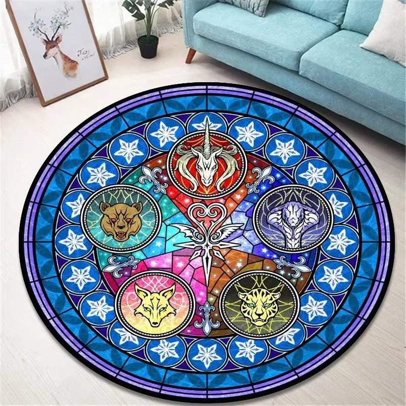Cartoon Kingdom Hearts Printed Round Carpet Living Room Bedroom Non -slip Carpet Floor Mats Bedroom Decor Birthday Gift