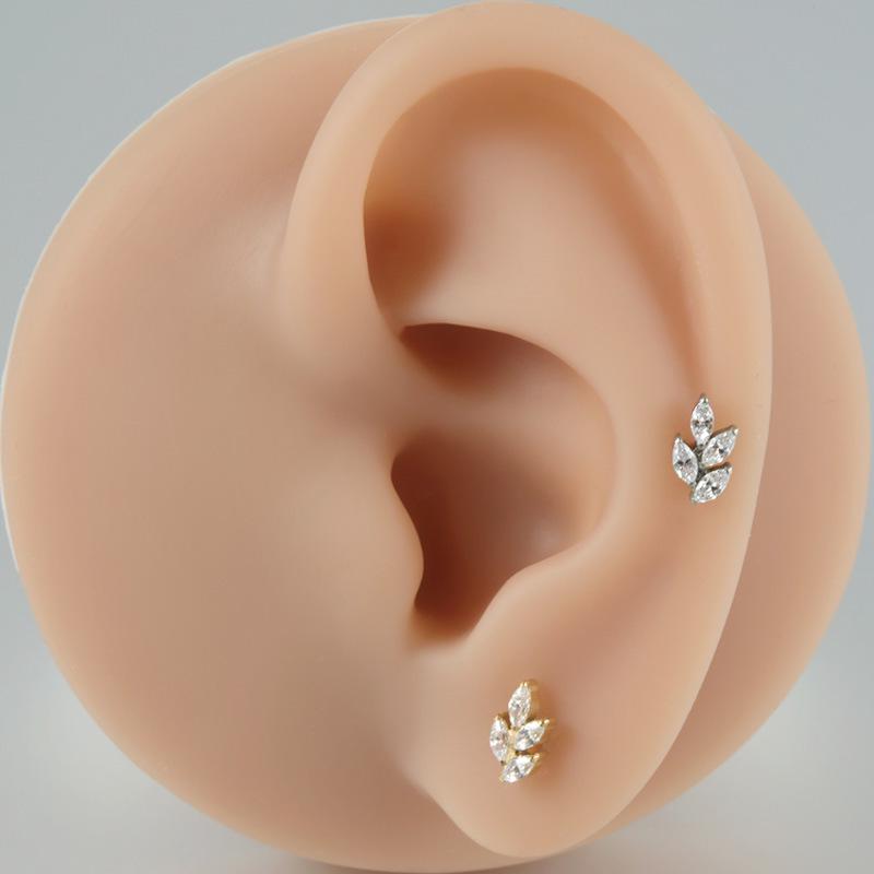 Korean-European F136 Titanium Zircon Pendant Lip and Ear Bone Stud Earrings, G23 Titanium Cool Style.