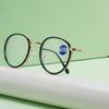 B8829 Stylish Metal Anti-Blue Light Reading Glasses, Large Frame Double Circle Design for Women