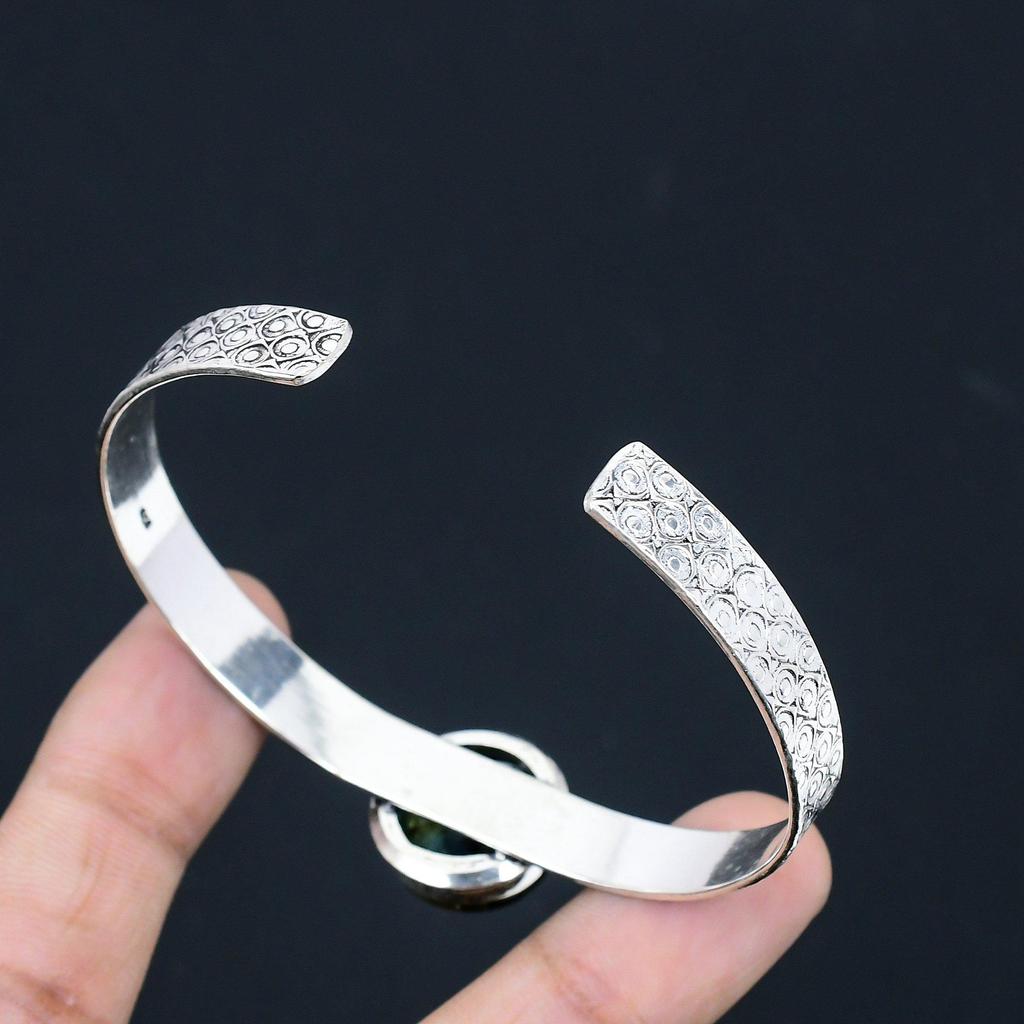 Daughters Day Deal 925 Silver Round Labradorite Stone Trendy Birthday New Bangle