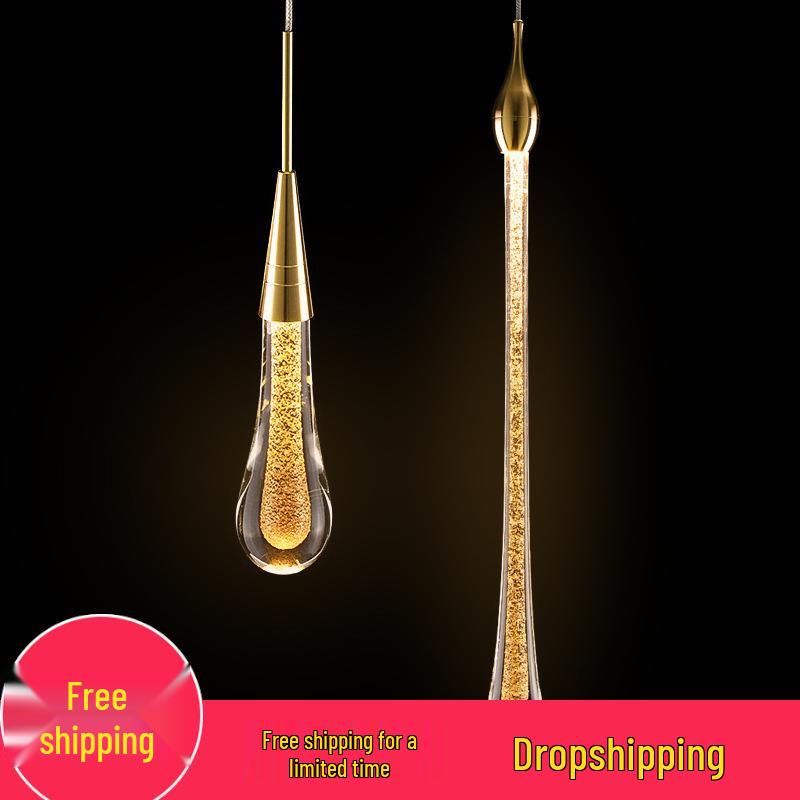 Modern Minimalist Crystal Water Drop Spiral Staircase Chandelier for Bedroom and Restaurant