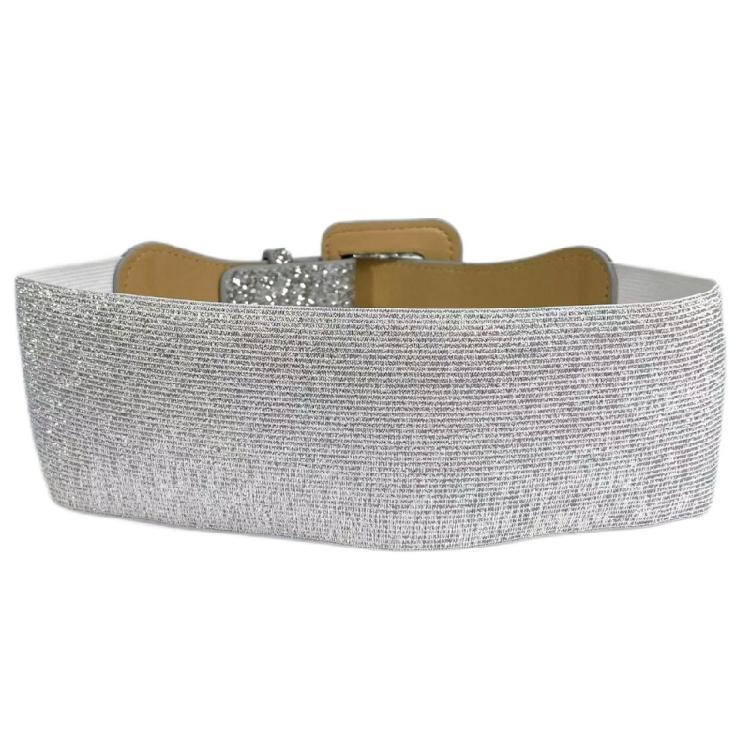 Shining Corset Belt for Women Sequined Elastic Wide Belt All Matching PU Leather Belt Glitters Belt for Party Dresses